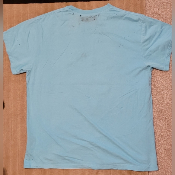 Amiri Men's Teal Teddy Bear Distressed T-shirt Pre-owned Fair Condition - Picture 2 of 9